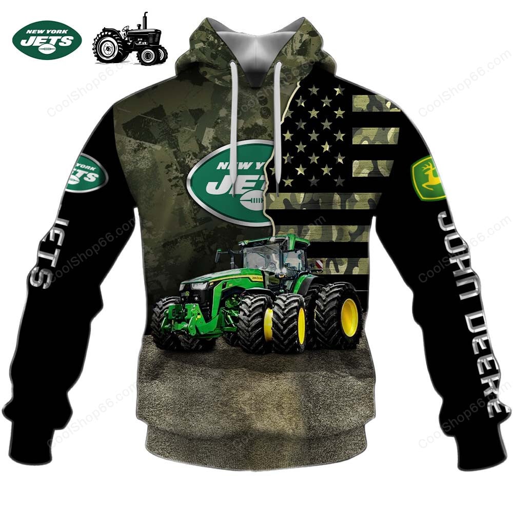 New York Jets x John Deere Hoodie | Funny Green Character Premium Hoodie