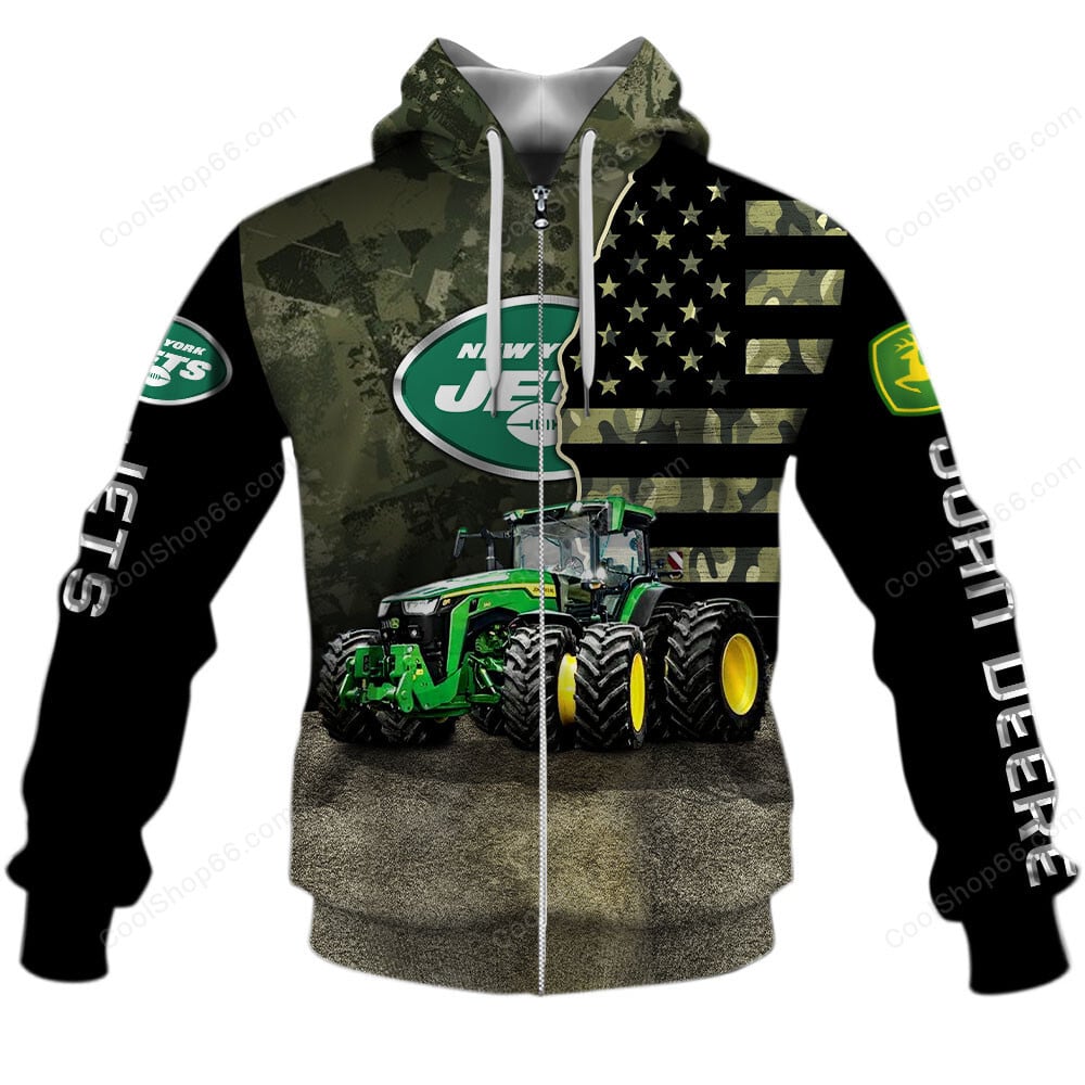 New York Jets x John Deere Hoodie | Funny Green Character Premium Hoodie