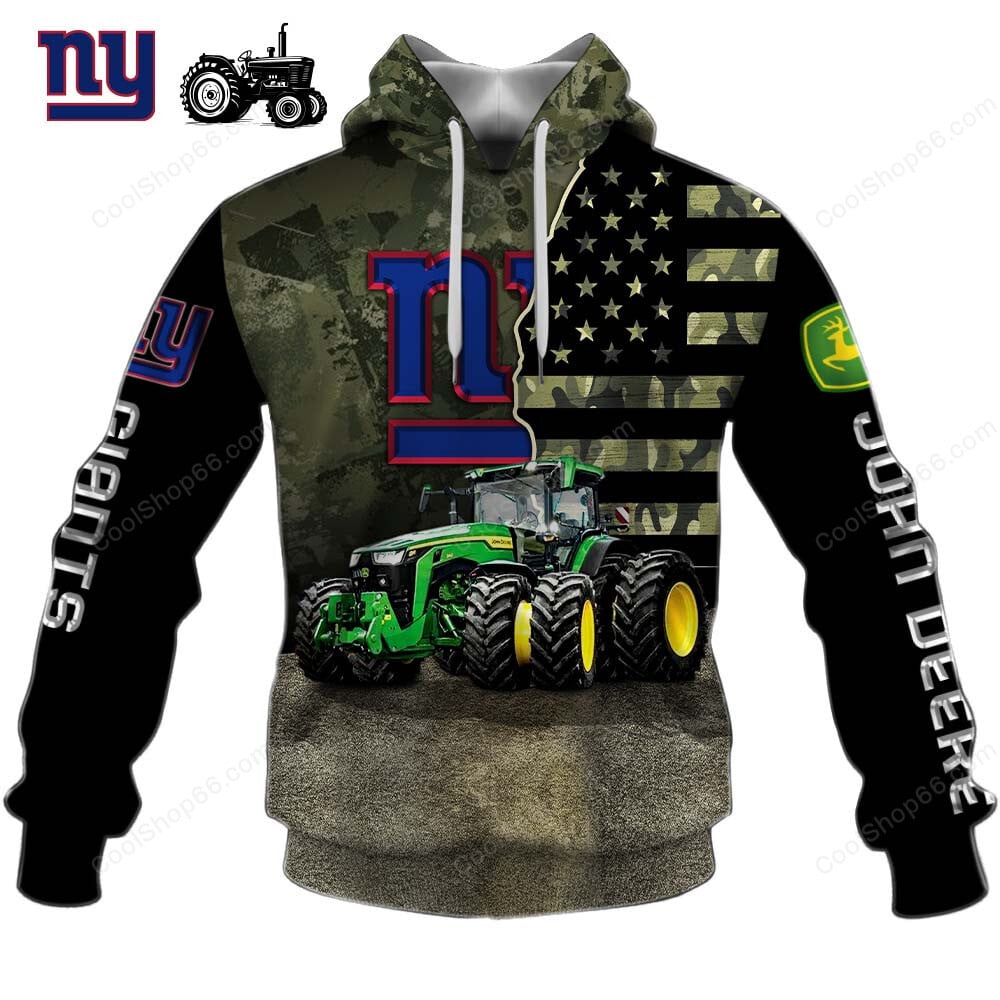 New York Giants x John Deere Hoodie | Funny Green Character Premium Hoodie