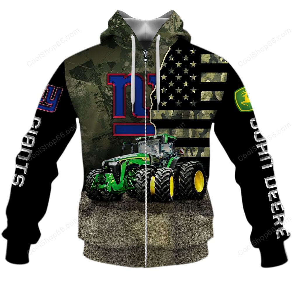 New York Giants x John Deere Hoodie | Funny Green Character Premium Hoodie