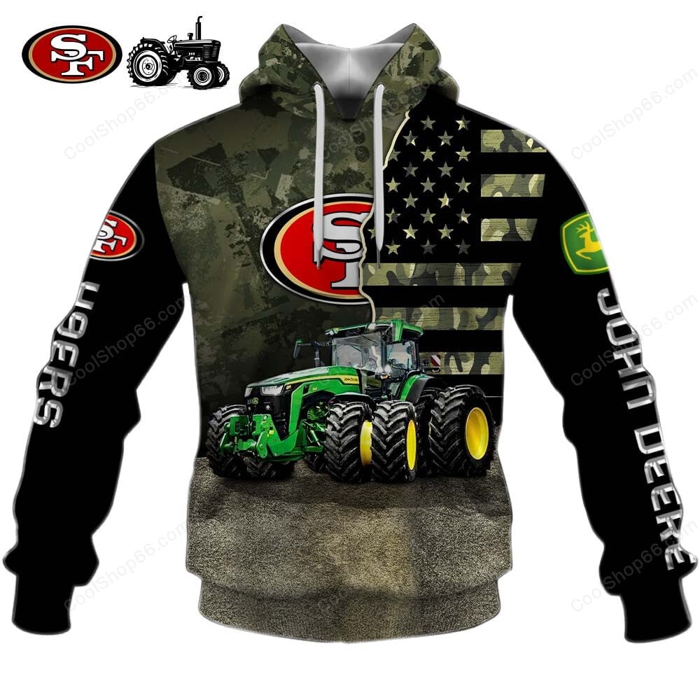 San Francisco 49ers x John Deere Hoodie | Funny Green Character Premium Hoodie