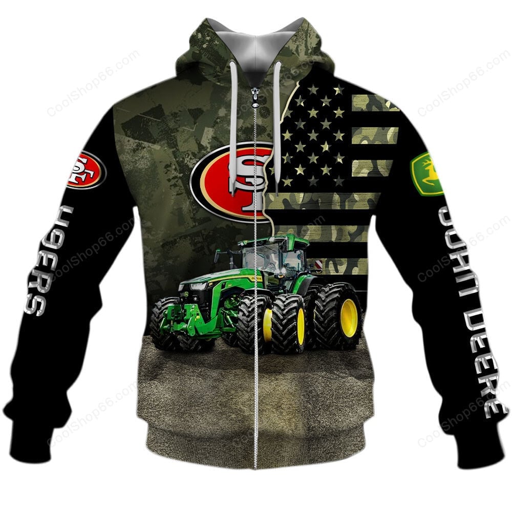 San Francisco 49ers x John Deere Hoodie | Funny Green Character Premium Hoodie