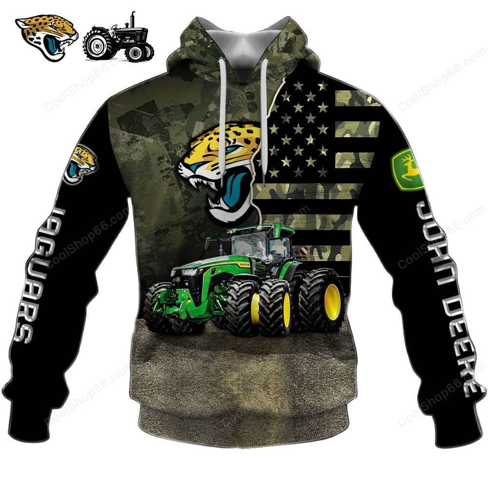 Jacksonville Jaguars x John Deere Hoodie | Funny Green Character Premium Hoodie