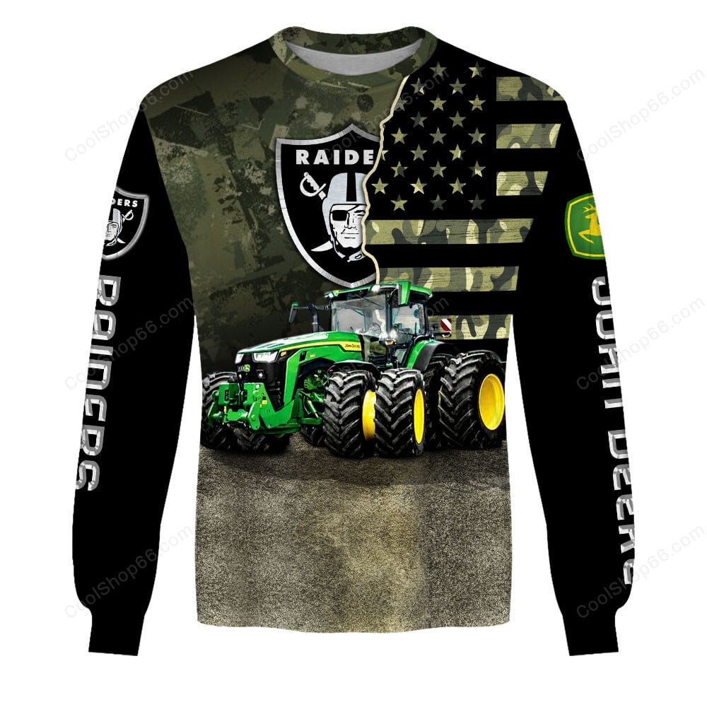 Las Vegas Raiders x John Deere Hoodie | Funny Green Character Premium Hoodie