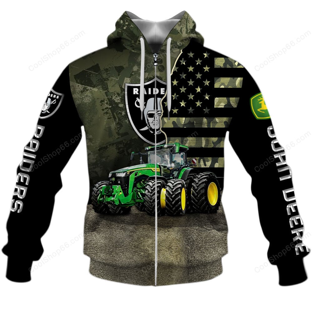 Las Vegas Raiders x John Deere Hoodie | Funny Green Character Premium Hoodie