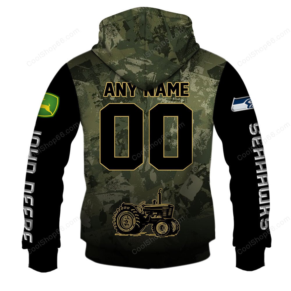 Seattle Seahawks x John Deere Hoodie | Funny Green Character Premium Hoodie