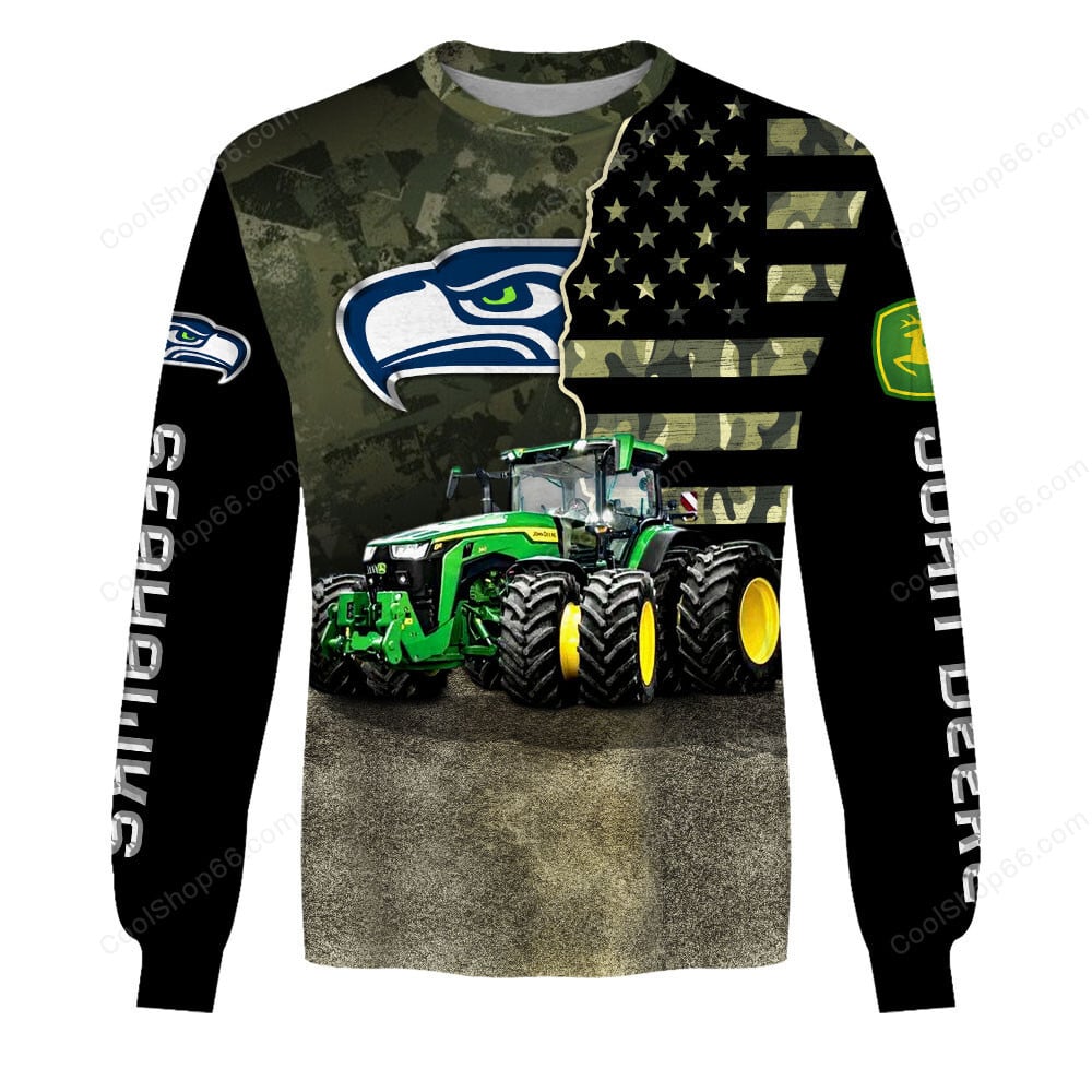 Seattle Seahawks x John Deere Hoodie | Funny Green Character Premium Hoodie