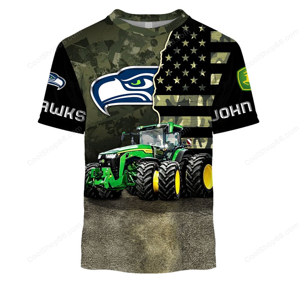 Seattle Seahawks x John Deere Hoodie | Funny Green Character Premium Hoodie