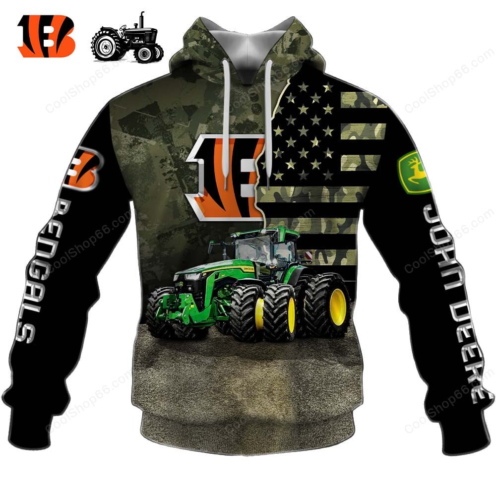 Cincinnati Bengals x John Deere Hoodie | Funny Green Character Premium Hoodie