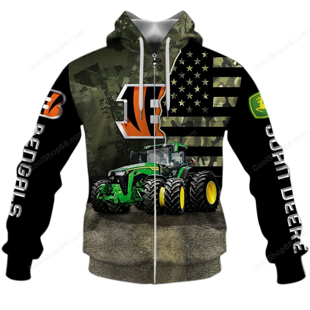 Cincinnati Bengals x John Deere Hoodie | Funny Green Character Premium Hoodie