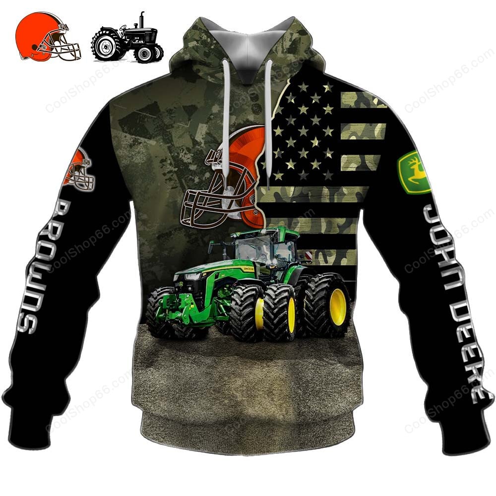 Cleveland Browns x John Deere Hoodie | Funny Green Character Premium Hoodie