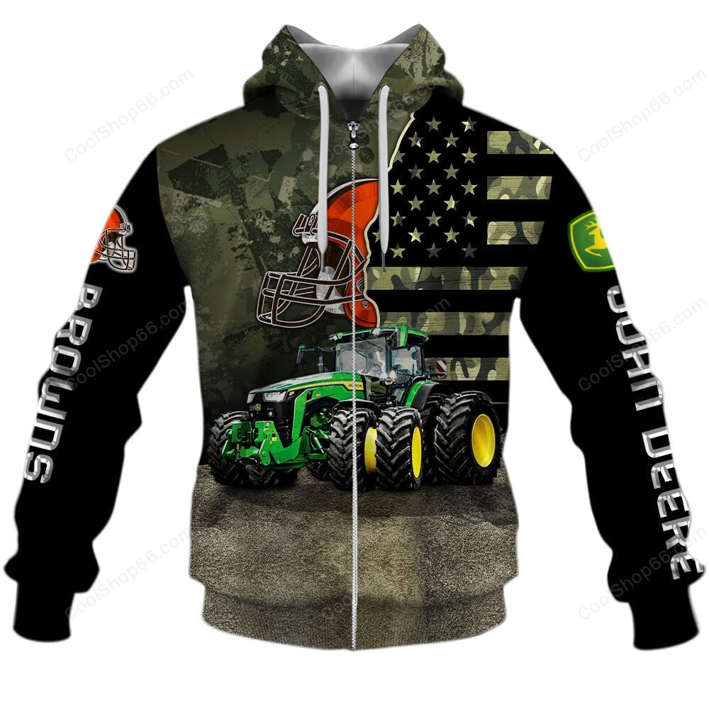 Cleveland Browns x John Deere Hoodie | Funny Green Character Premium Hoodie