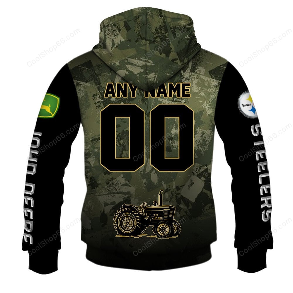 Pittsburgh Steelers x John Deere Hoodie | Funny Green Character Premium Hoodie