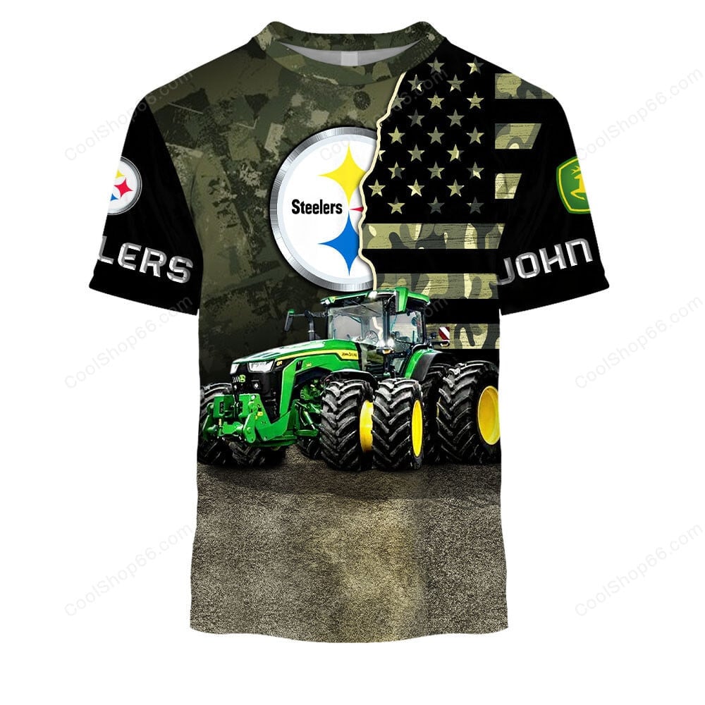 Pittsburgh Steelers x John Deere Hoodie | Funny Green Character Premium Hoodie