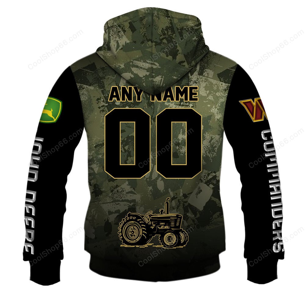 Washington Commanders x John Deere Hoodie | Funny Green Character Premium Hoodie