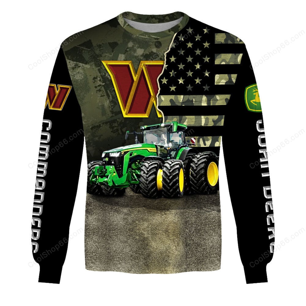 Washington Commanders x John Deere Hoodie | Funny Green Character Premium Hoodie