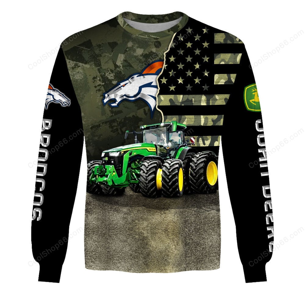 Denver Broncos x John Deere Hoodie | Funny Green Character Premium Hoodie