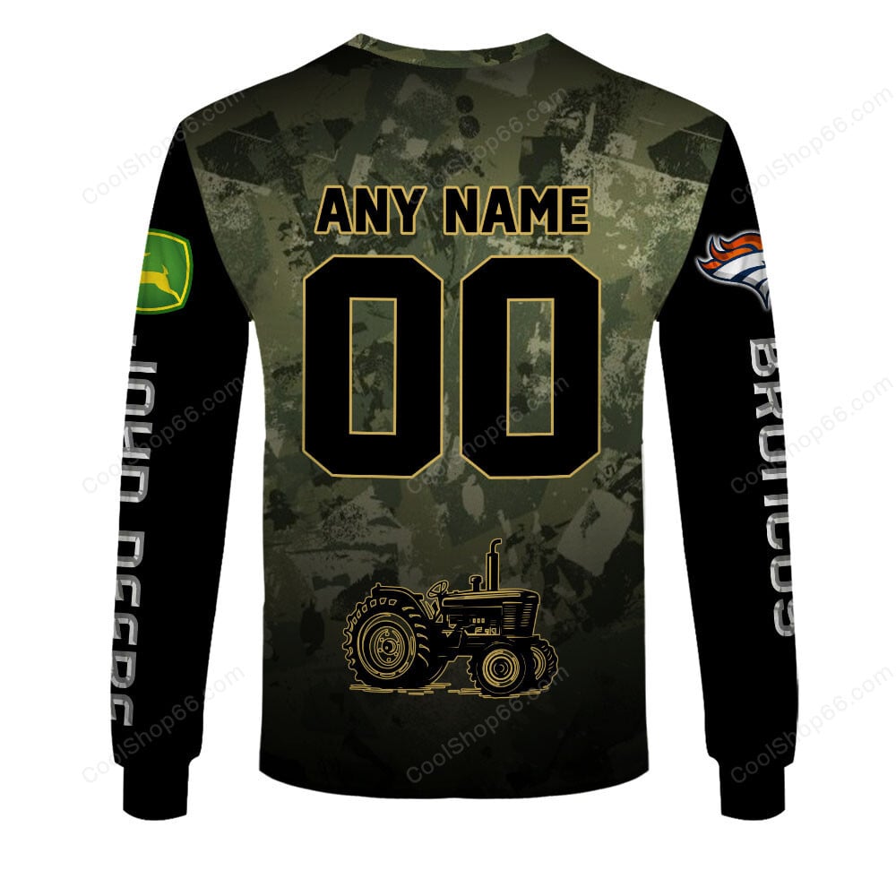 Denver Broncos x John Deere Hoodie | Funny Green Character Premium Hoodie