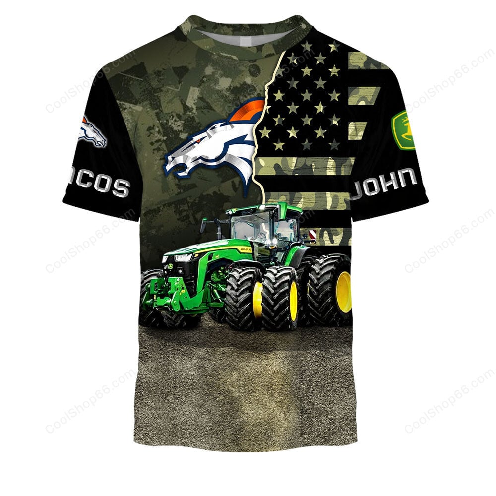 Denver Broncos x John Deere Hoodie | Funny Green Character Premium Hoodie