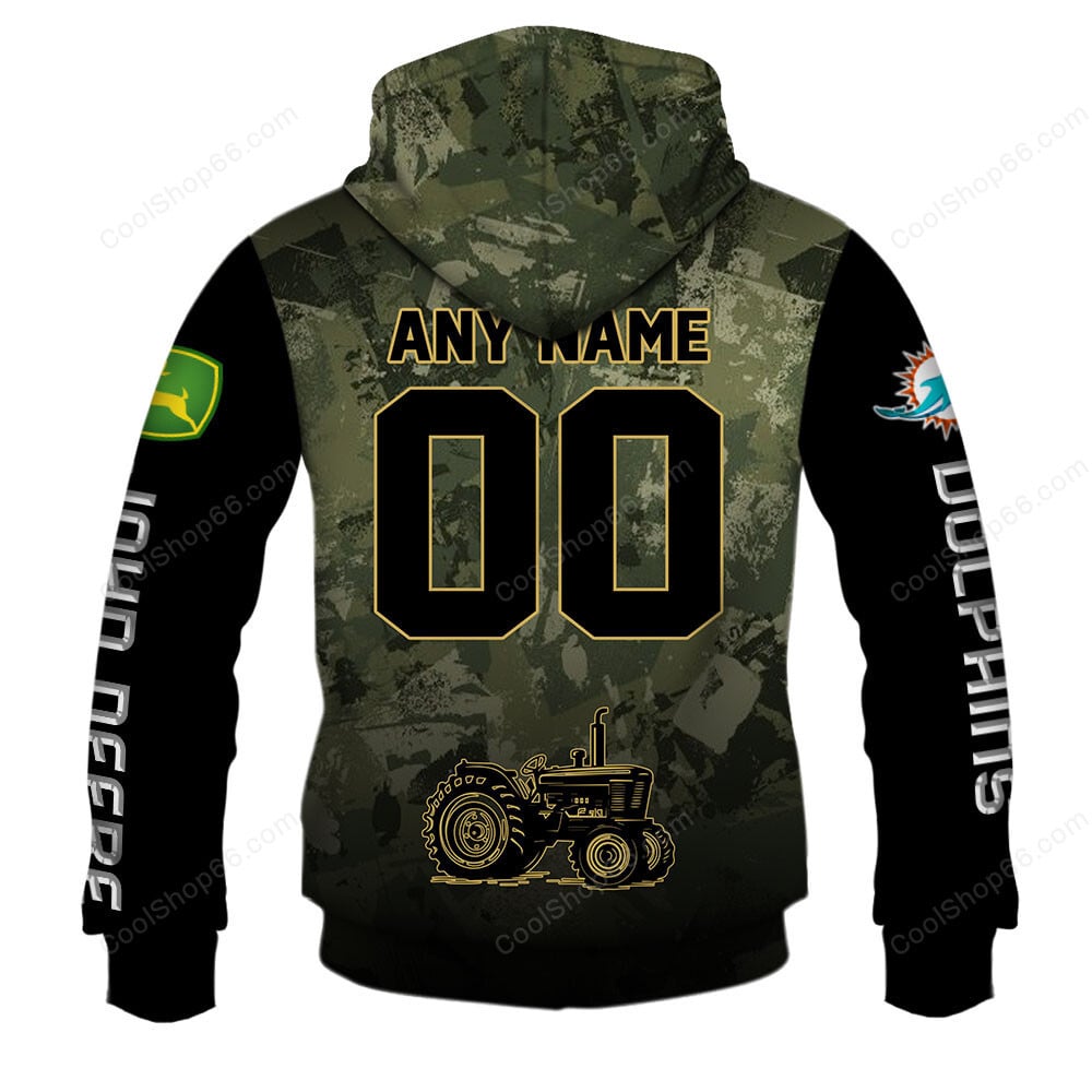 Miami Dolphins x John Deere Hoodie | Funny Green Character Premium Hoodie
