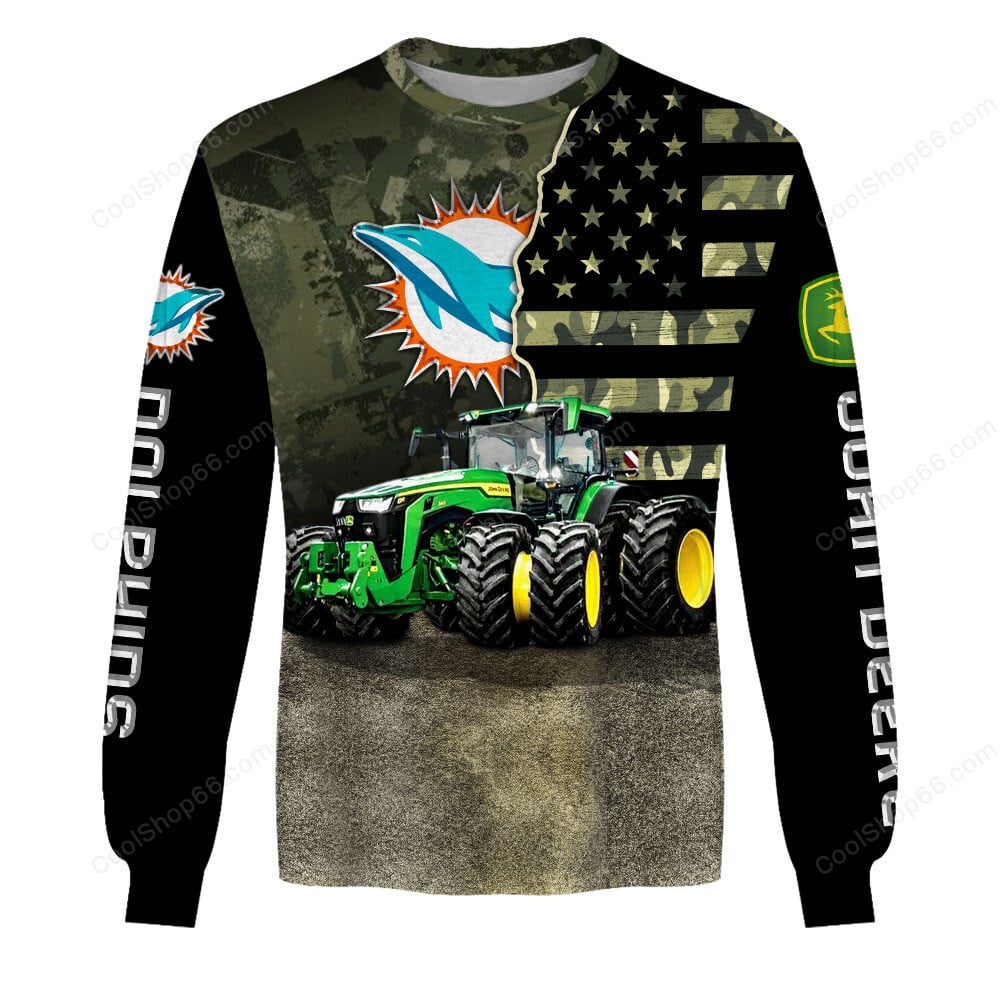 Miami Dolphins x John Deere Hoodie | Funny Green Character Premium Hoodie