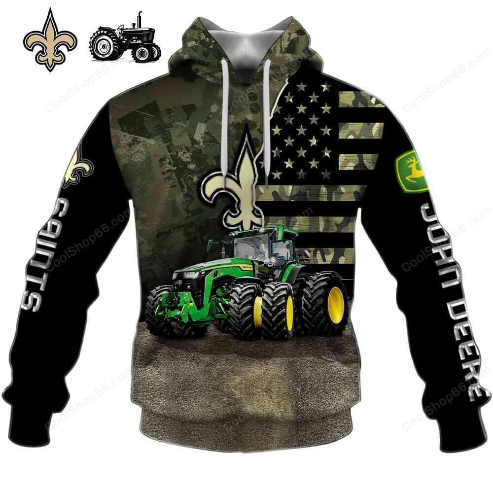 New Orleans Saints x John Deere Hoodie | Funny Green Character Premium Hoodie
