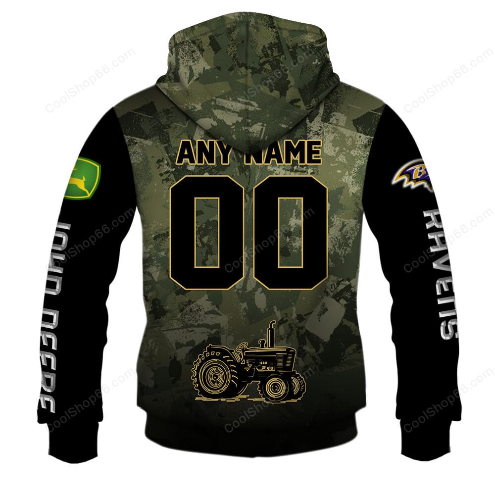 Baltimore Ravens x John Deere Hoodie | Funny Green Character Premium Hoodie