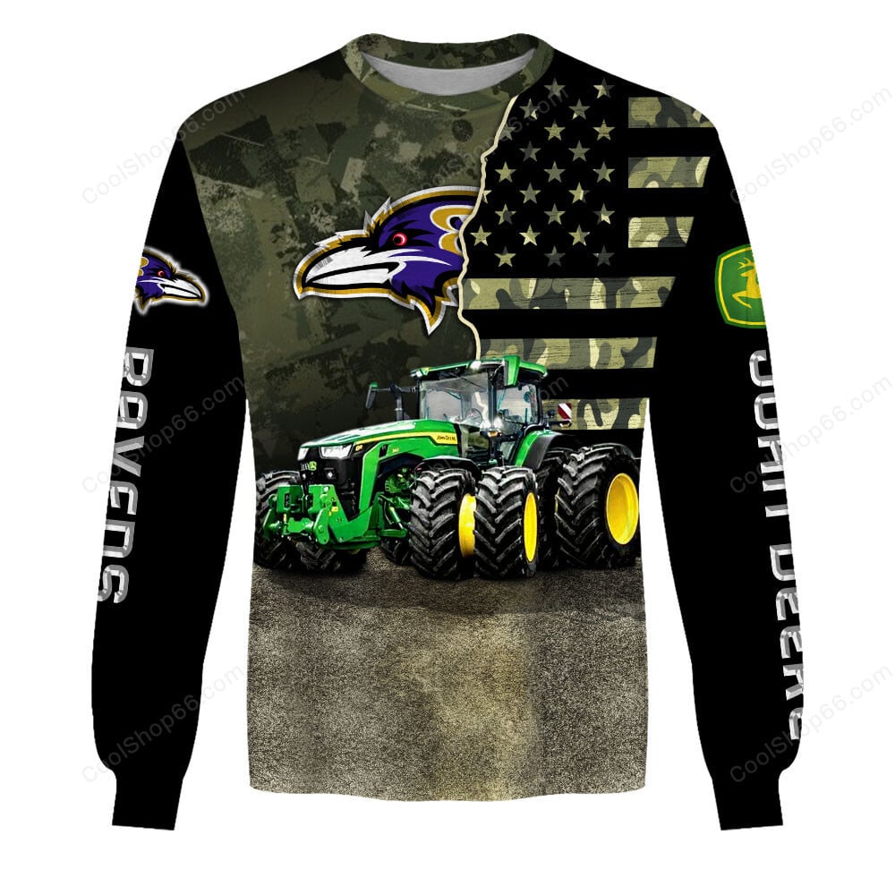 Baltimore Ravens x John Deere Hoodie | Funny Green Character Premium Hoodie