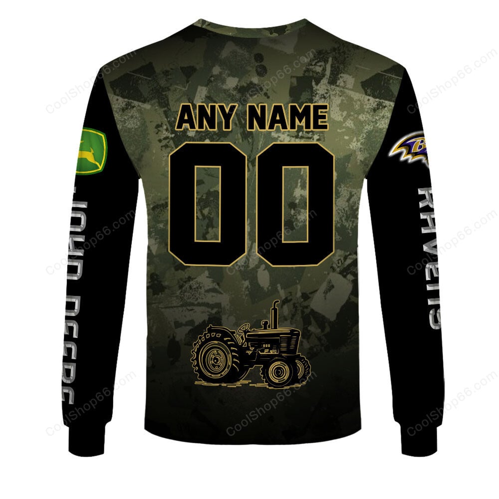 Baltimore Ravens x John Deere Hoodie | Funny Green Character Premium Hoodie