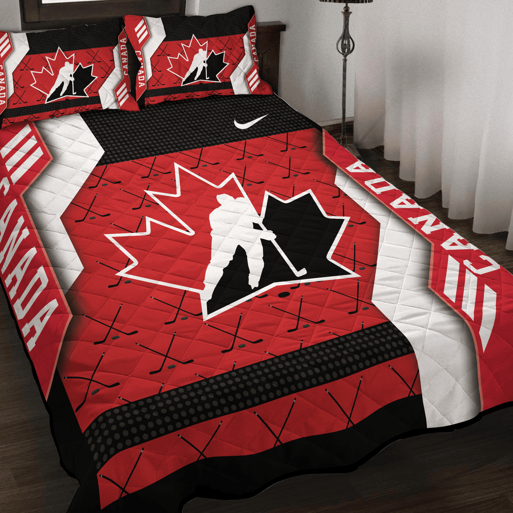 Canada Ice Hockey Inspired Quilt Set