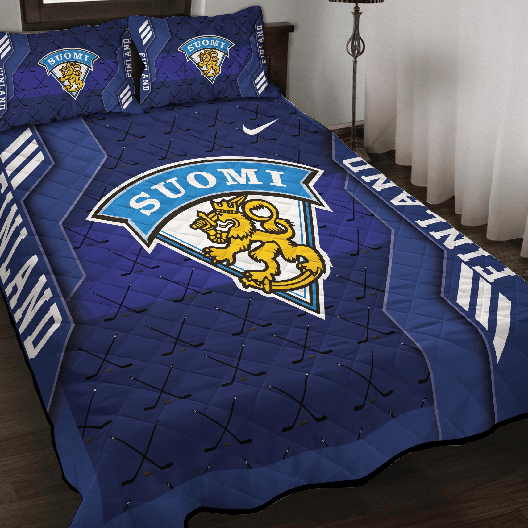Finland Ice Hockey Inspired Quilt Set