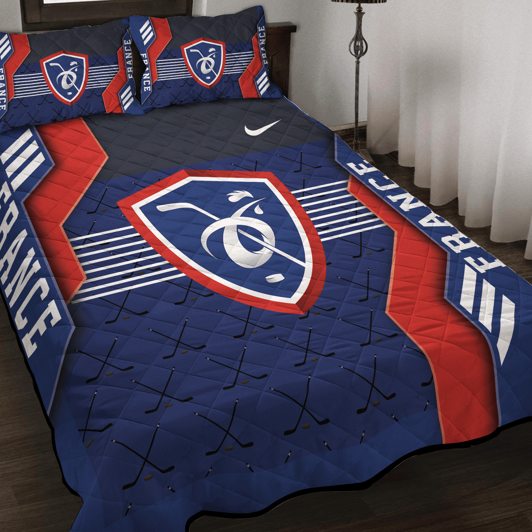 France Ice Hockey Inspired Quilt Set