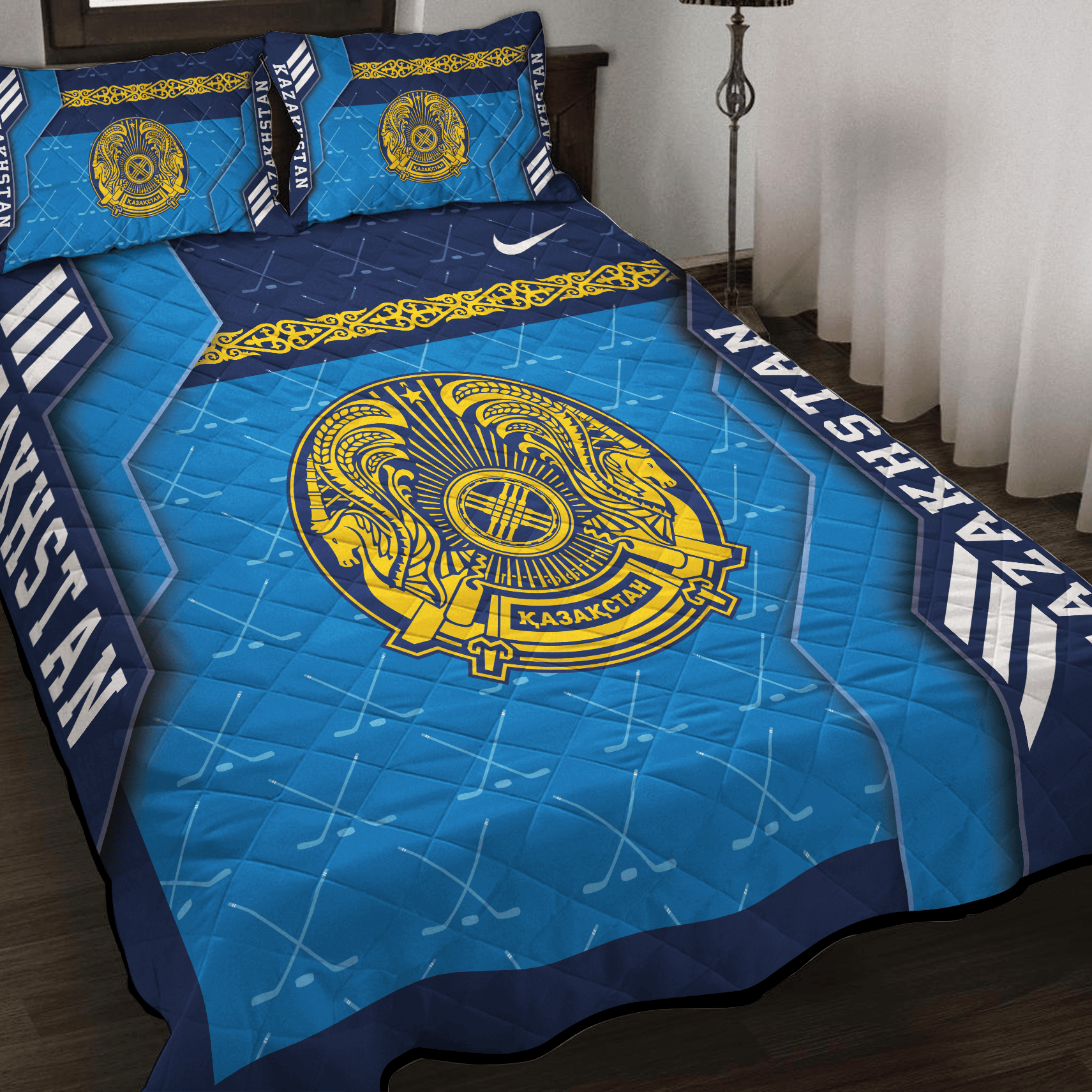 Kazakhstan Ice Hockey Inspired Quilt Set