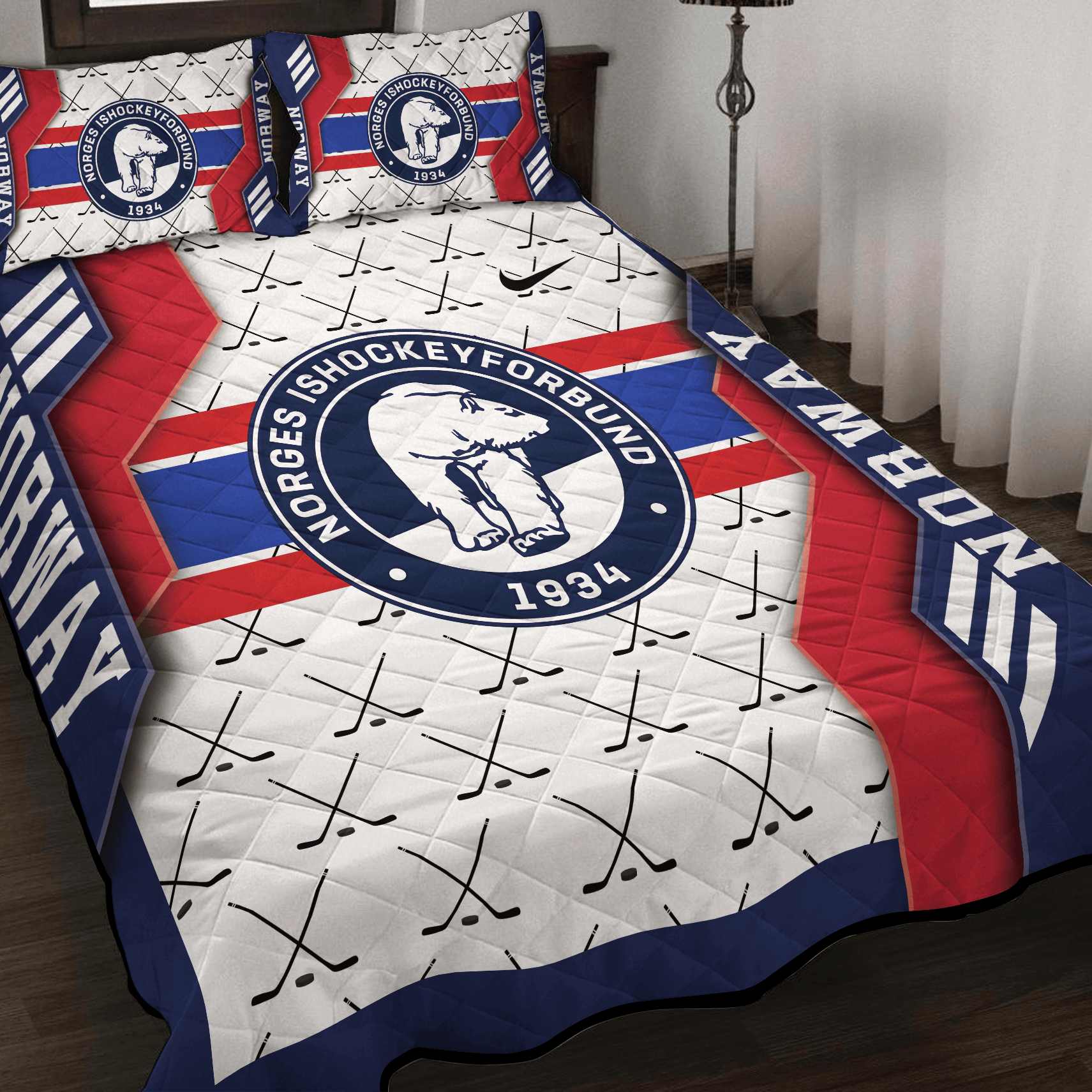 Norway Ice Hockey Inspired Quilt Set