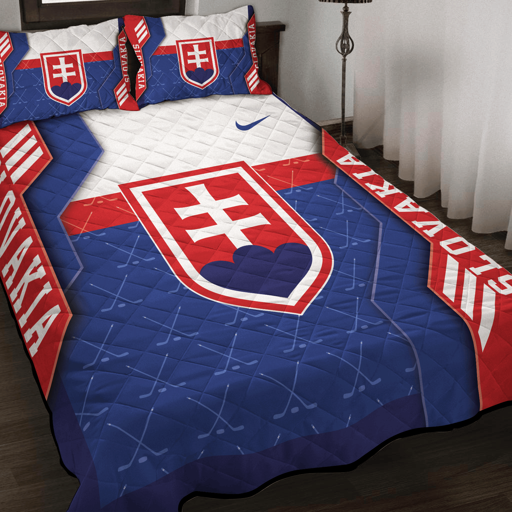 Slovakia Ice Hockey Inspired Quilt Set