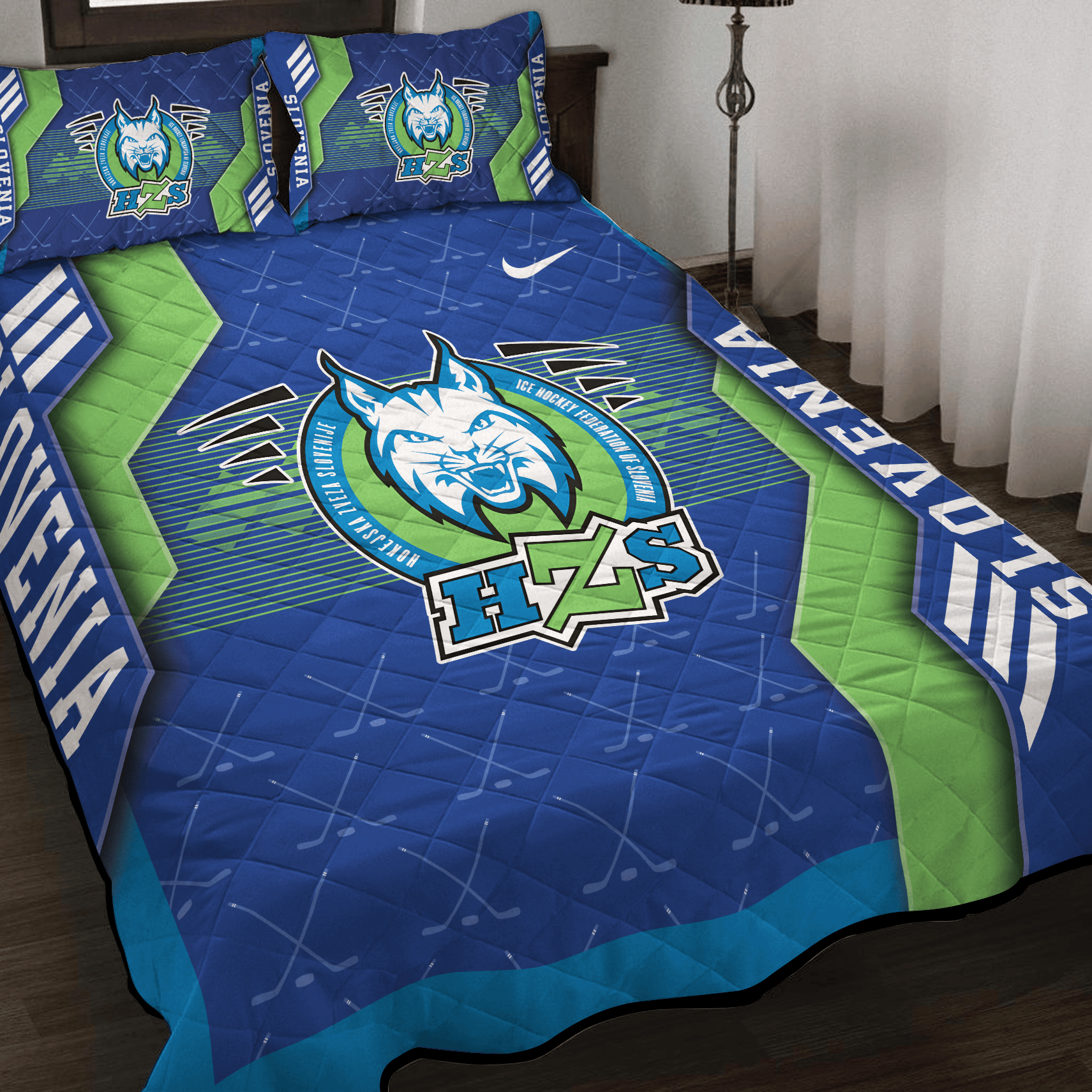 Slovenia Ice Hockey Inspired Quilt Set
