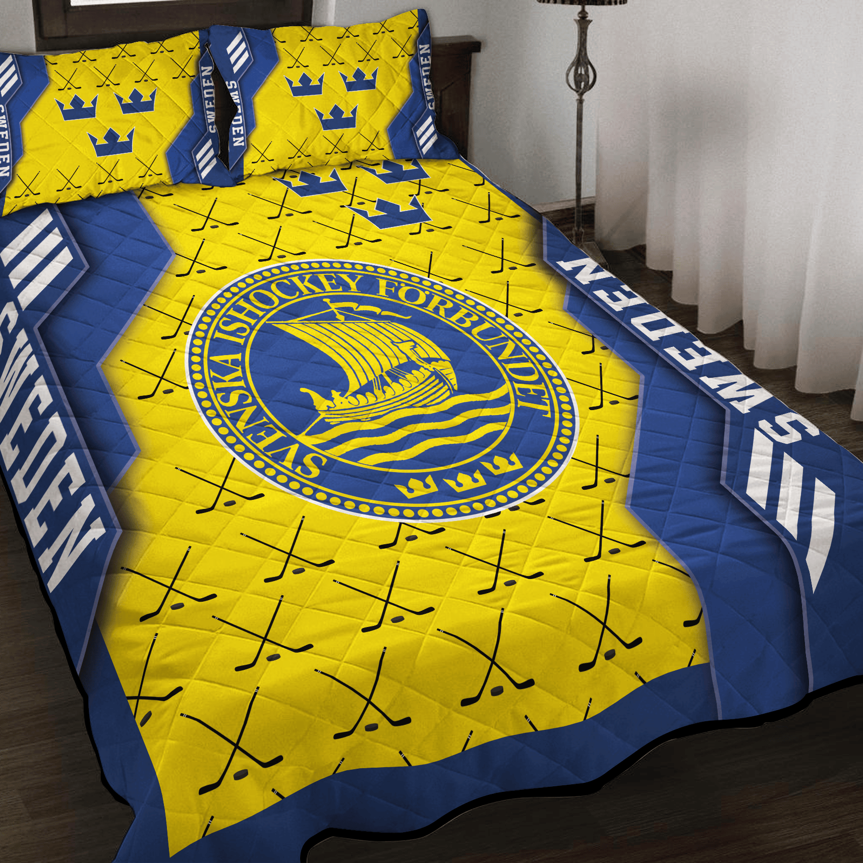 Sweden Ice Hockey Inspired Quilt Set
