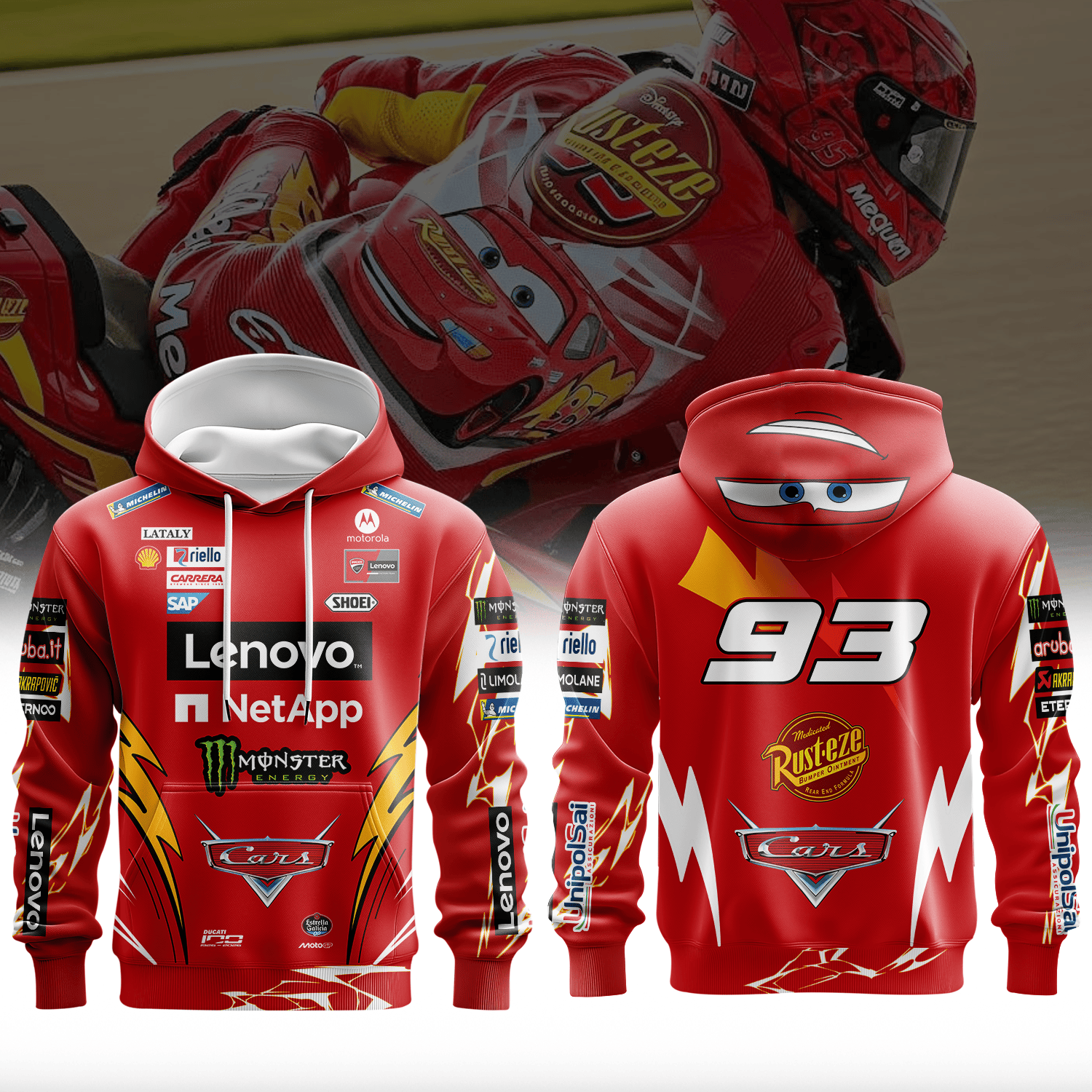 Lightning McQueen x Marc Márquez V1 Inspired 3D Racing Apparel Combo