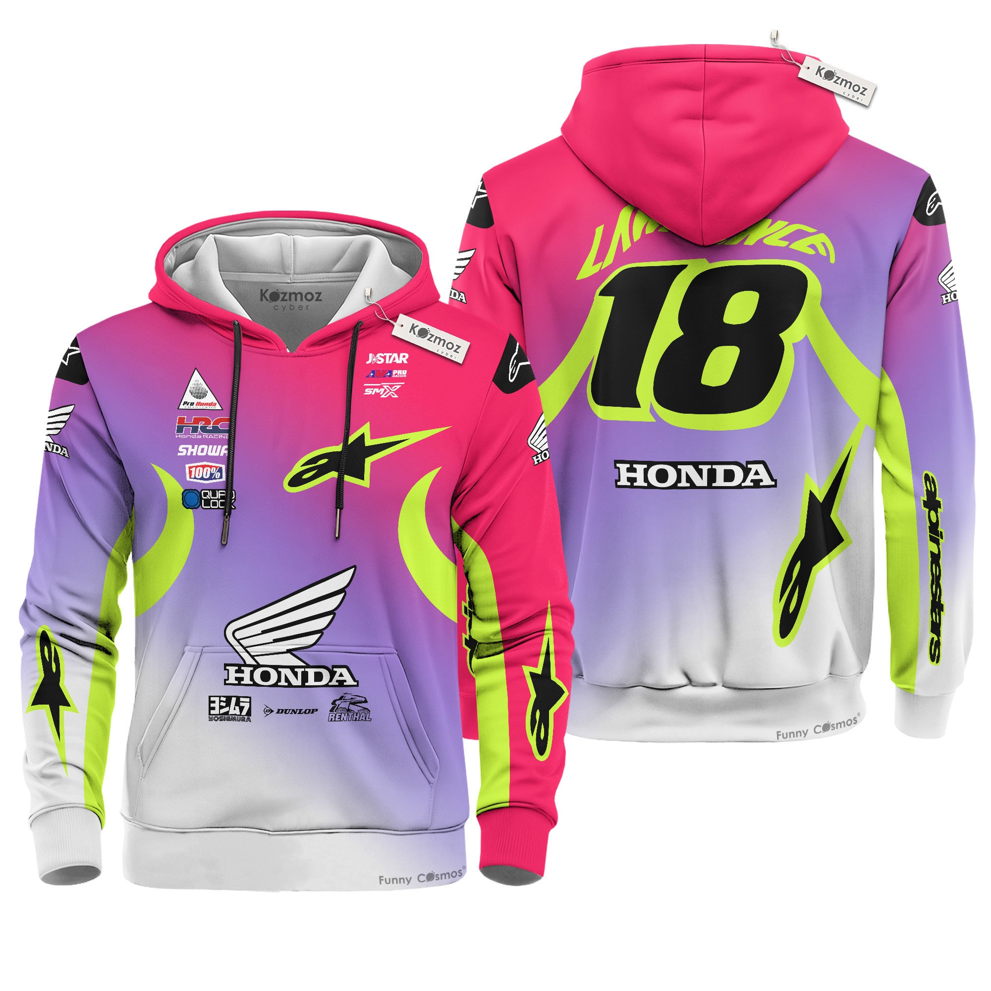 Jett Lawrence #18 Signed Honda HRC AMA Supercross Motocross 2024 Racing Hoodie Costume Racing Suit