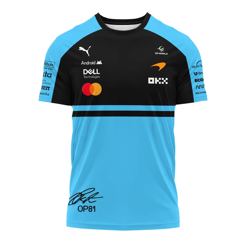 2026 Oscar Piastri 81 McLaren F1 Teamwear T-Shirt BLOP25326A3TS - Cyan