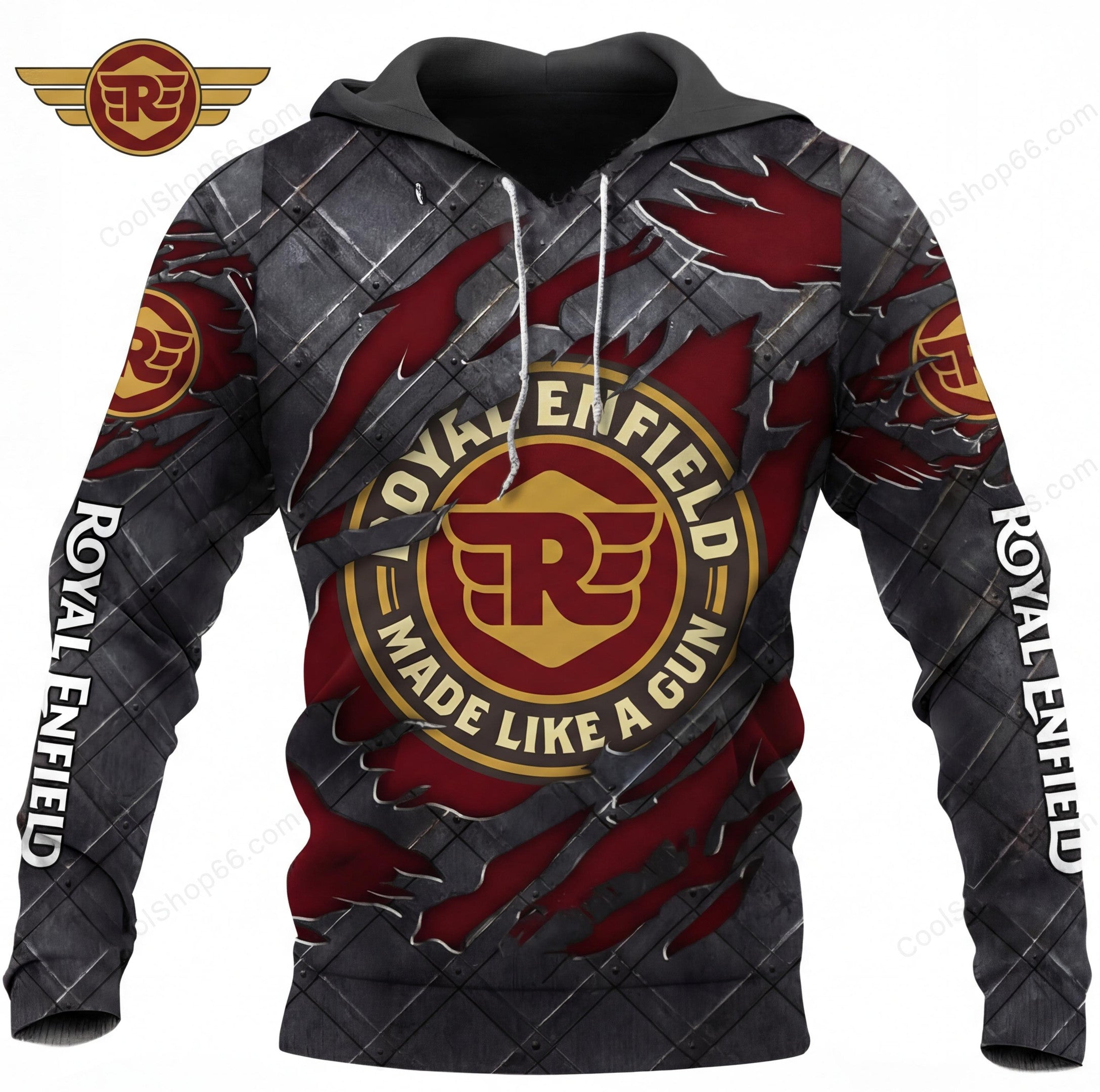 Royal Enfield Black Metal  3D Apparel Hoodie, Kid Hoodie, T Shirt, Zip Hoodie, Sweatshirt