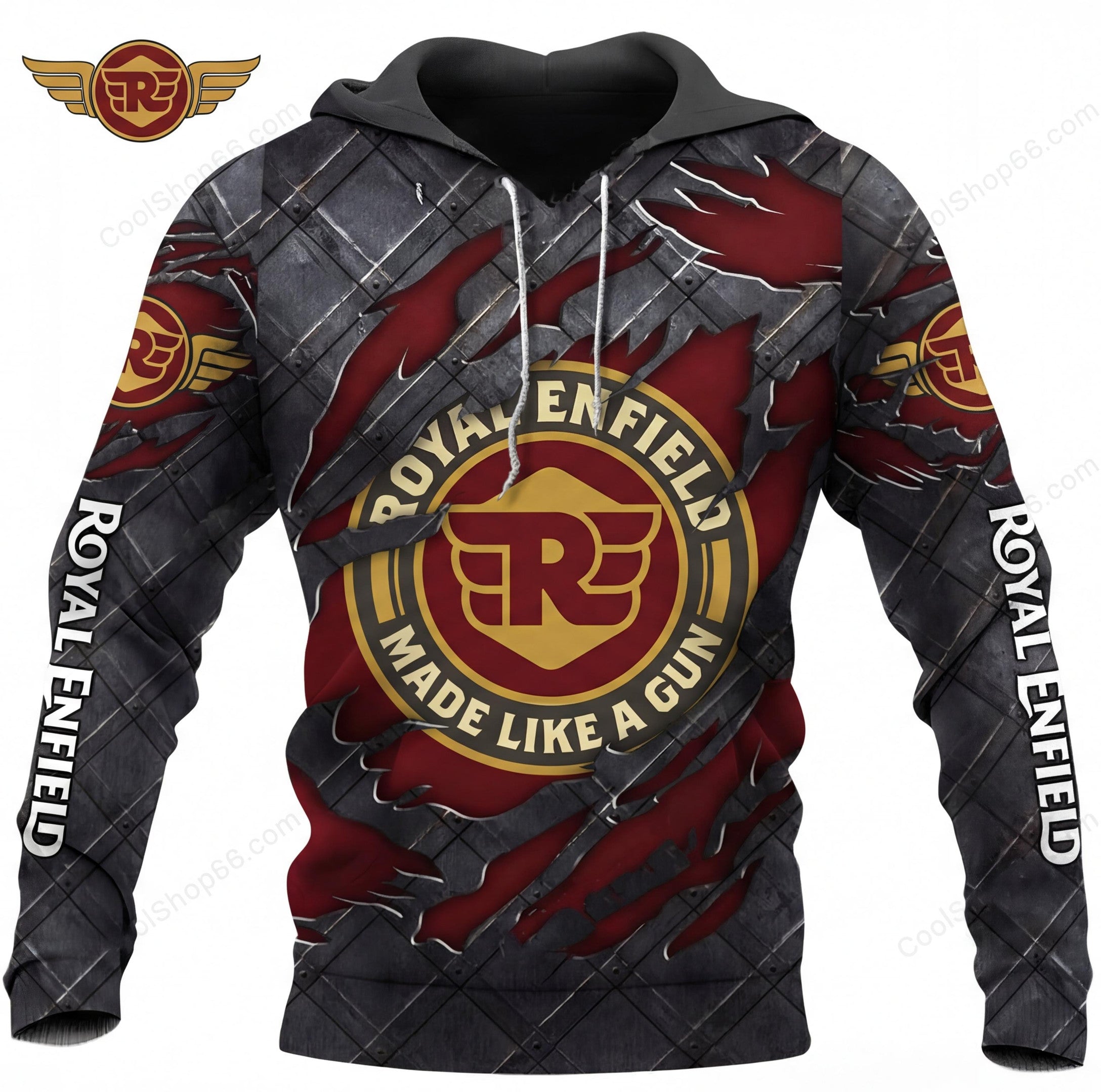 Royal Enfield Black Metal  3D Apparel Hoodie, Kid Hoodie, T Shirt, Zip Hoodie, Sweatshirt